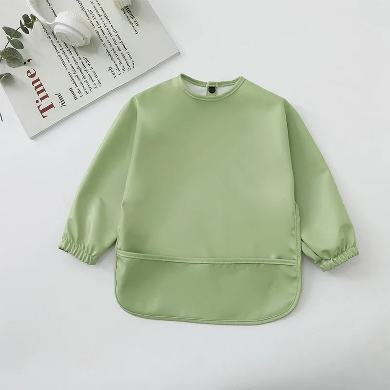 Waterproof Long Sleeve Baby Feeding Bib with Pocket — Toddler Art Smock & Burp Cloth, Unisex (1-3 Years)