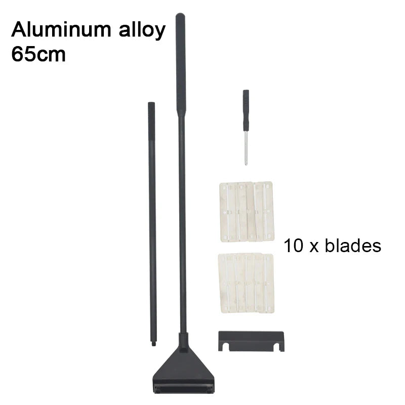 Aquarium Algae Scraper – Aluminum & Stainless Steel Fish Tank Cleaner with Replaceable Blades, 35–110 cm (13.8–43.3 in)