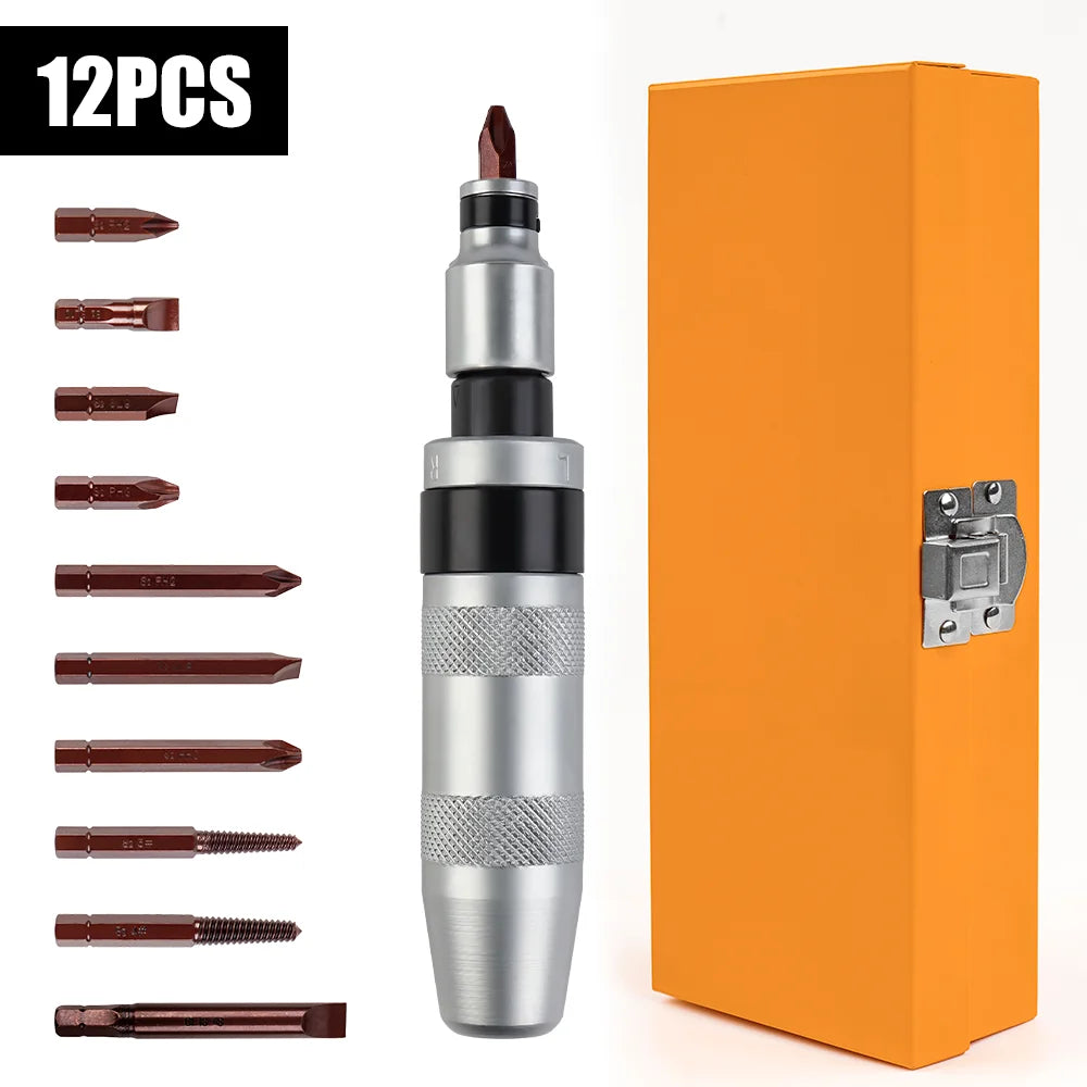 7/13-Piece CR-V Manual Impact Screwdriver Set — Portable Reversible Hand Driver with Bits for Home DIY