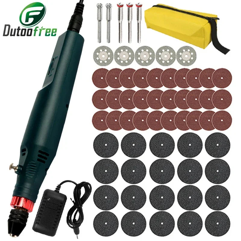 12V 24W Mini Electric Rotary Tool 2000-18000 RPM Handheld Drill Grinder with Precision Chuck
