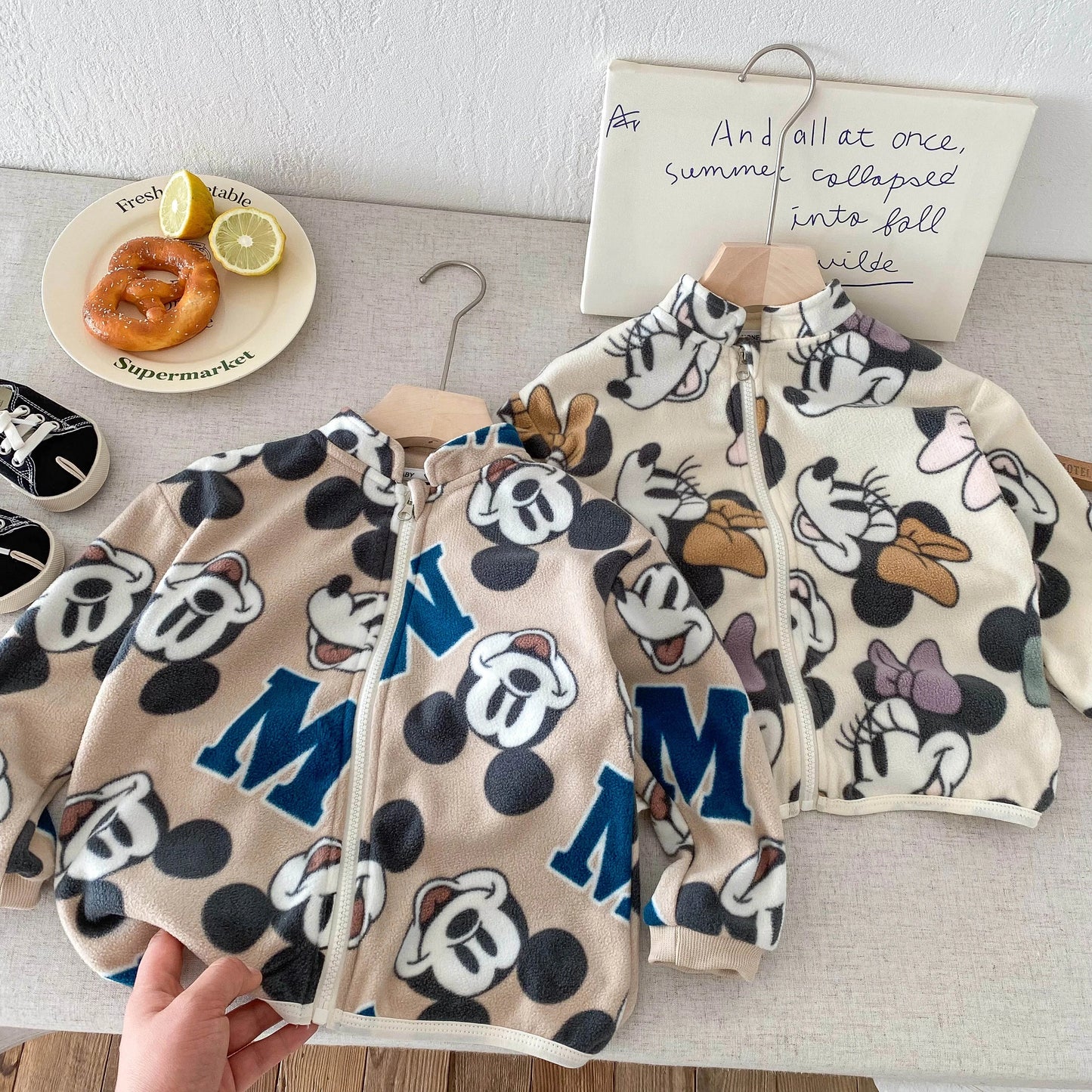 Unisex Kids Cartoon Print Corduroy Jacket - Lightweight Spring & Autumn Coat, Ages 0-6 Years