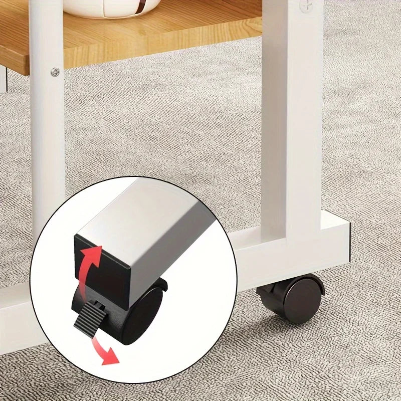 Adjustable Wooden Top Laptop Desk with Metal Frame — Portable Computer Table 60 x 40 cm (23.6 x 15.7 in), Height 69–80 cm (27.2–31.5 in)