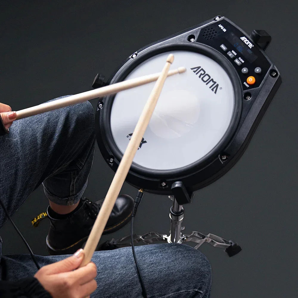 Rechargeable Electronic Practice Drum Pad 8-Inch Mesh Surface with Metronome, Built-in Speaker & USB-C