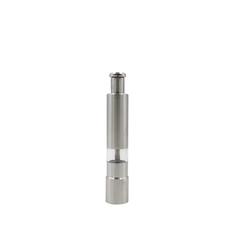 Stainless Steel Thumb-Push Spice Grinder | Manual Pepper & Salt Mill with Ceramic Burr