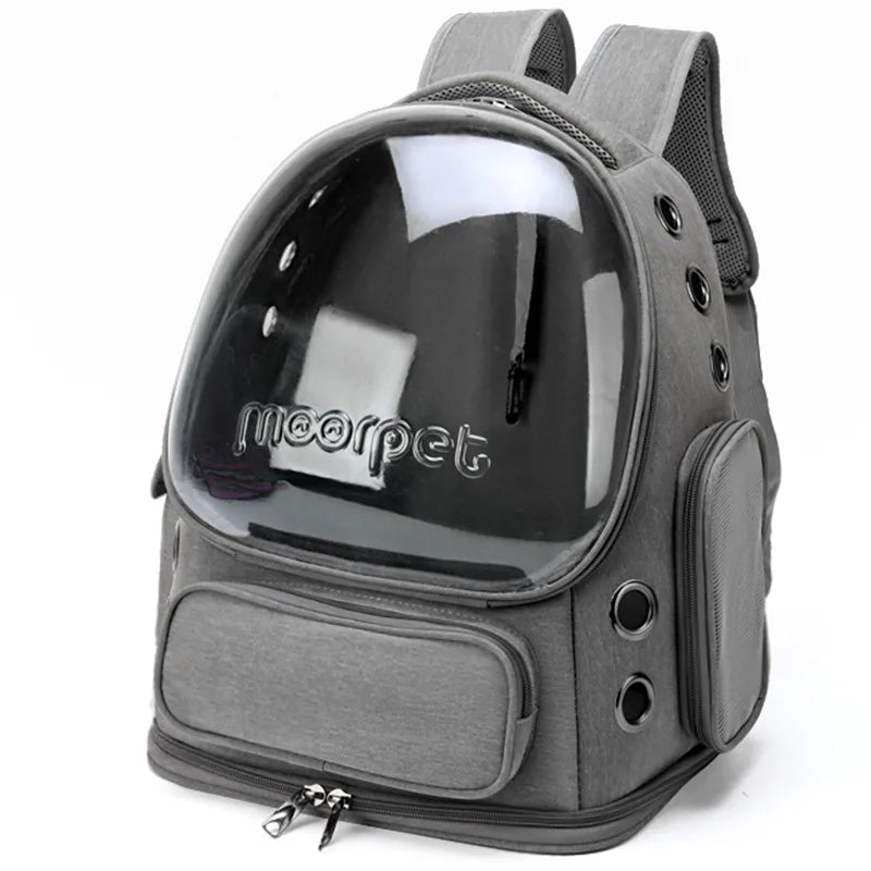 Transparent Foldable Pet Carrier Backpack – 42 x 27 x 34 cm (16.5 x 10.6 x 13.4 in) Clear Cat & Small Dog Travel Bag with Shoulder Strap