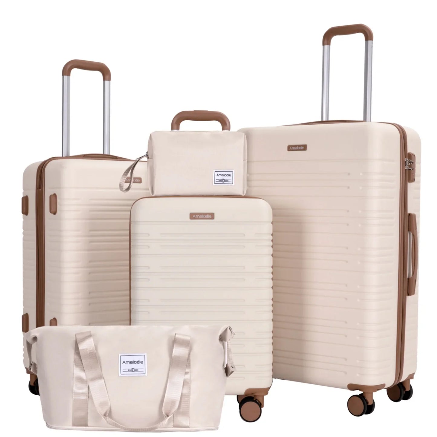 5-Piece Hardshell Luggage Set – 28-inch (70 cm), 24-inch (61 cm), 20-inch (51 cm) Spinner Suitcases with TSA Lock, Double 360° Spinner Wheels, Weekend Duffle & Toiletry Bag