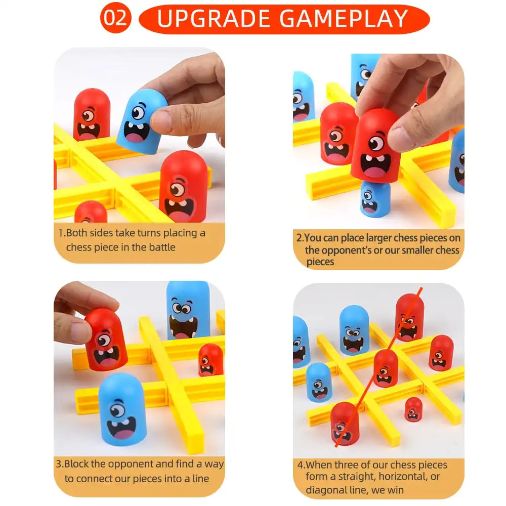 Tabletop Tic Tac Toe & Big-Eats-Small Strategy Game Interactive Multiplayer Party Game for Kids and Adults