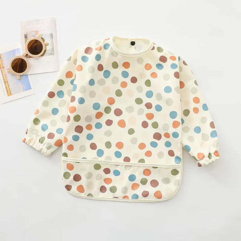 Waterproof Long Sleeve Baby Feeding Bib with Pocket — Toddler Art Smock & Burp Cloth, Unisex (1-3 Years)
