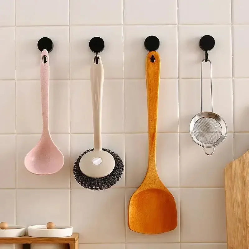 10-Pack Self-Adhesive No-Drill Wall Hooks 2.8 x 5 cm (1.1 x 2.0 in) Strong Plastic Coat Towel Hangers for Bathroom Kitchen Door