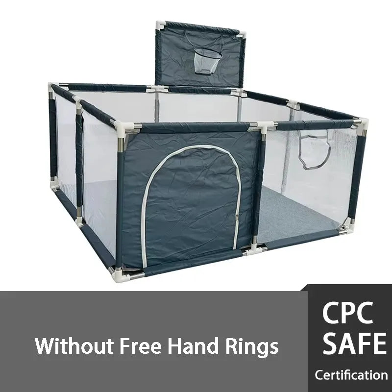 Baby Playpen Indoor Playard with Pull Rings – Ball Pit Compatible Activity Fence & Child Safety Barrier