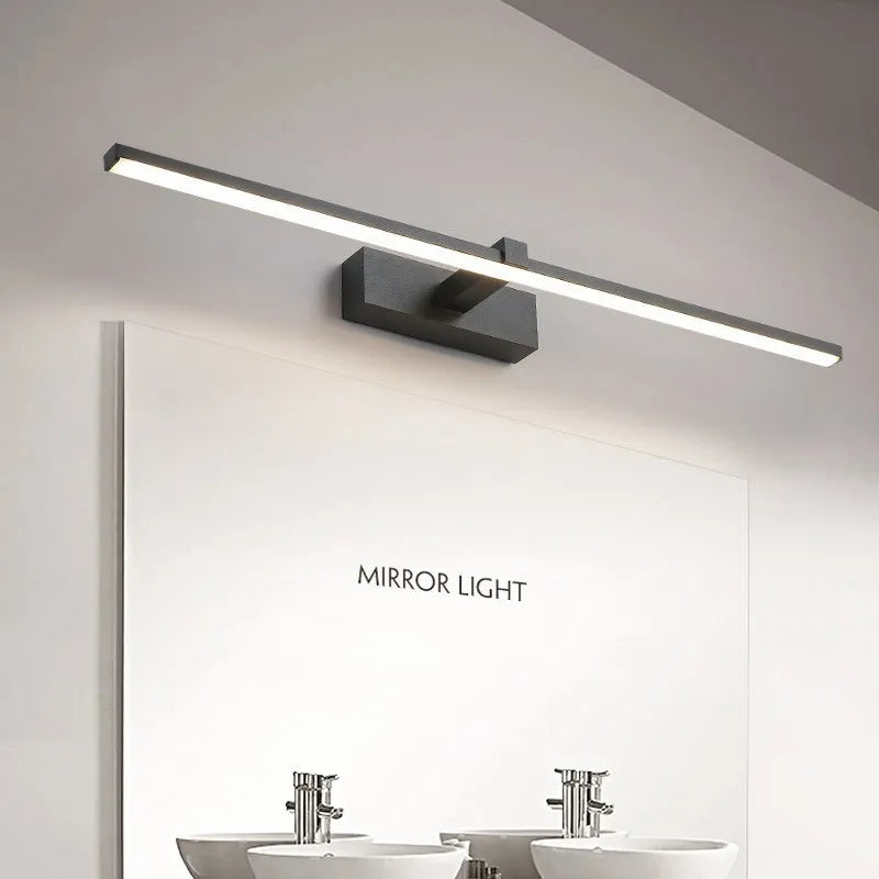 LED Bathroom Mirror Wall Light - Waterproof Modern Flat Touch Vanity Lamp, White/Black