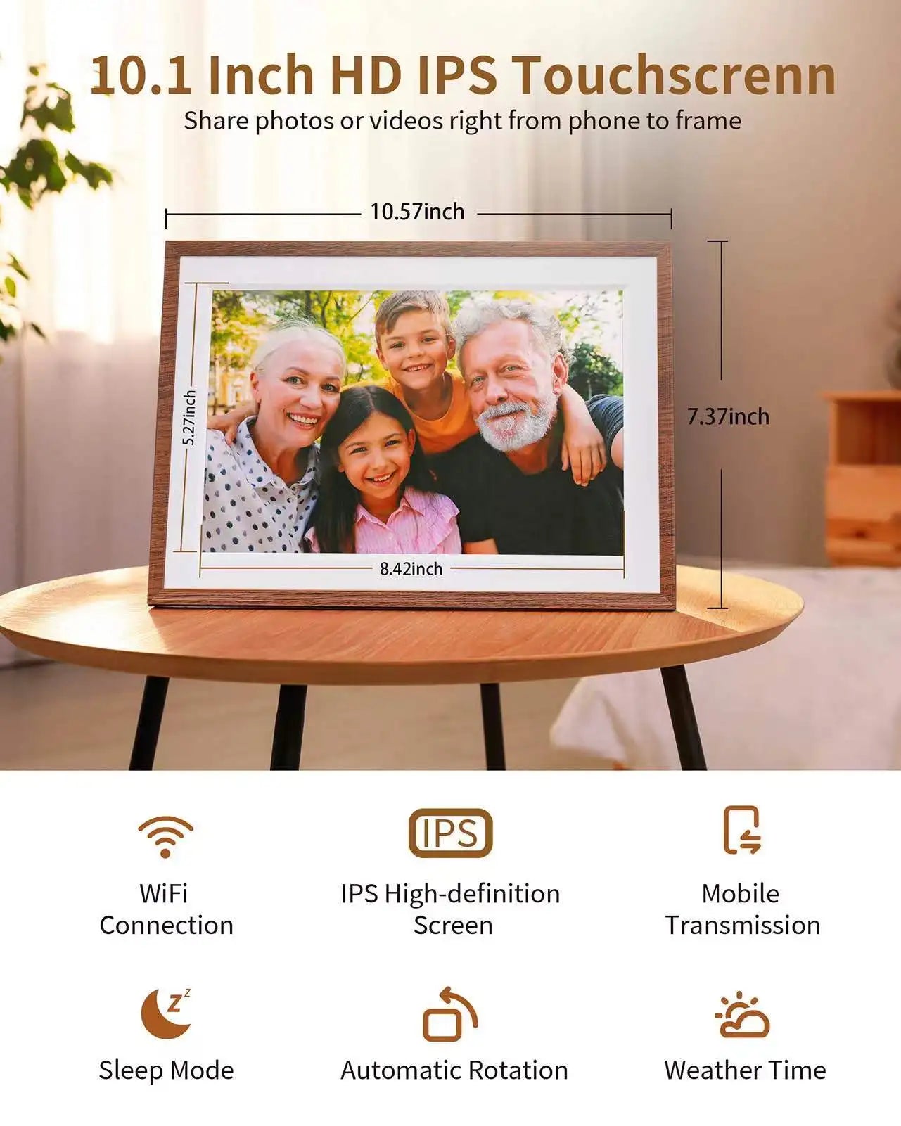 10.1-inch (25.6 cm) WiFi Digital Photo Frame 1280x800 IPS HD Touchscreen 32GB Cloud Smart Picture Frame - Wall Mountable