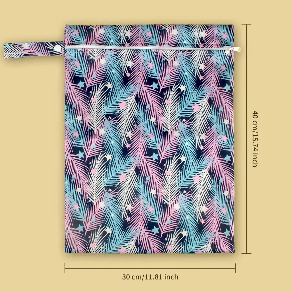Waterproof Wet Bag 30 x 40 cm (11.8 x 15.7 in) Reusable Washable Diaper & Swim Pouch for Travel