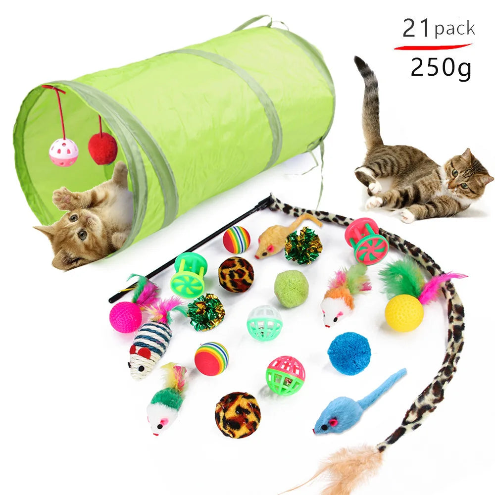20-Piece Cat Toy Variety Pack – Interactive Kitten Toys Set with Sisal Mice, Feather Wands, Bell Balls & Plush