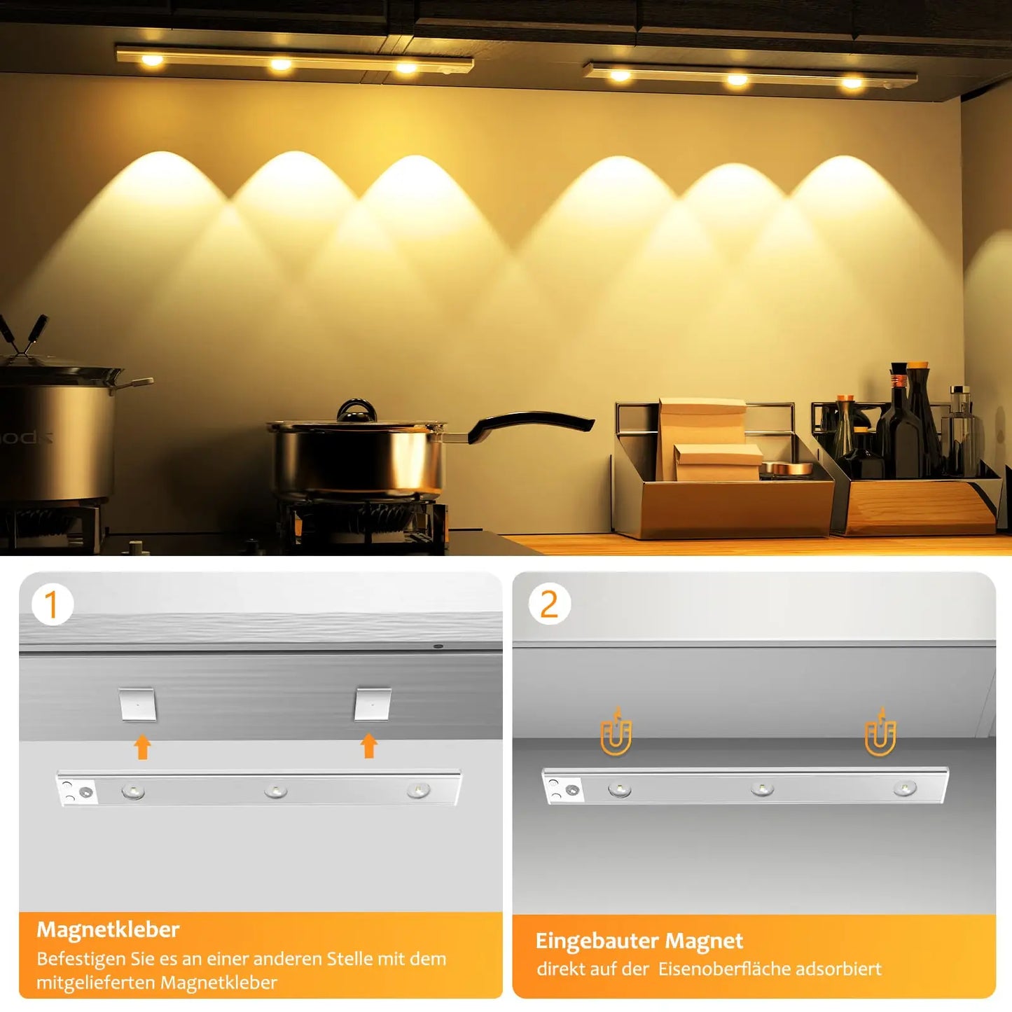 Ultra Thin Motion Sensor LED Cabinet Light - Dimmable USB Rechargeable, 3 Color Modes for Kitchen Wardrobe Bedroom Stairs