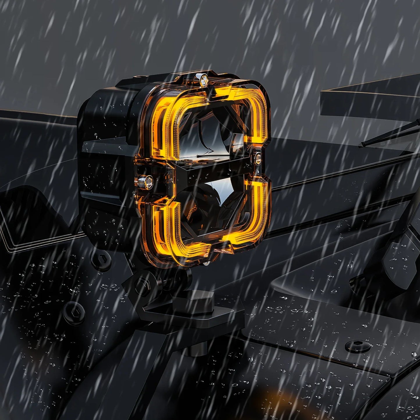 60W 6000LM LED Work Light Bar 12V (9–32V) White & Amber DRL – Off-Road Driving Light for Truck SUV ATV Motorcycle
