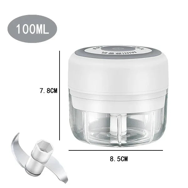 Electric Garlic Chopper & Meat Mincer 100ml/250ml Garlic Press Crusher for Vegetables and Onions