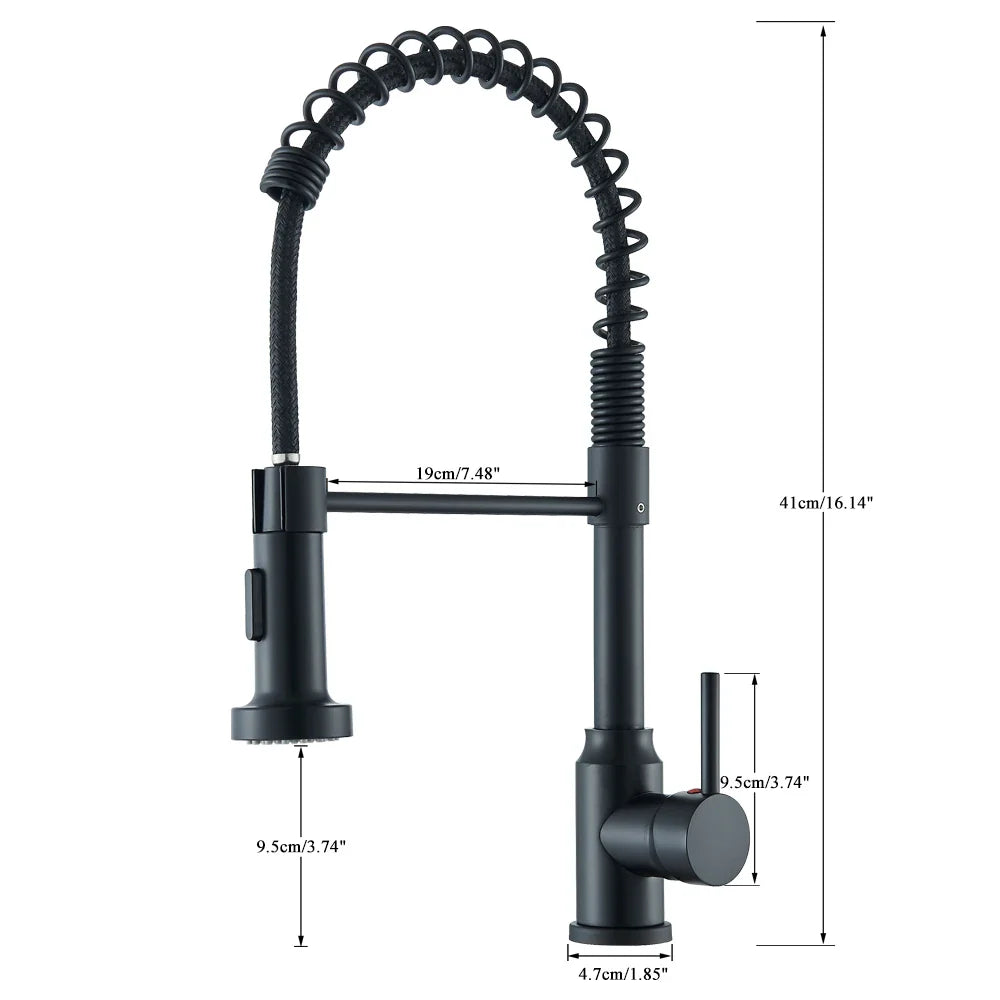Pull-Down Single-Handle Kitchen Faucet Deck-Mounted Hot and Cold Tap — Matte Black, Brushed Nickel, Chrome