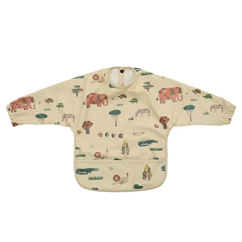 Waterproof Long Sleeve Baby Feeding Bib with Pocket — Toddler Art Smock & Burp Cloth, Unisex (1-3 Years)