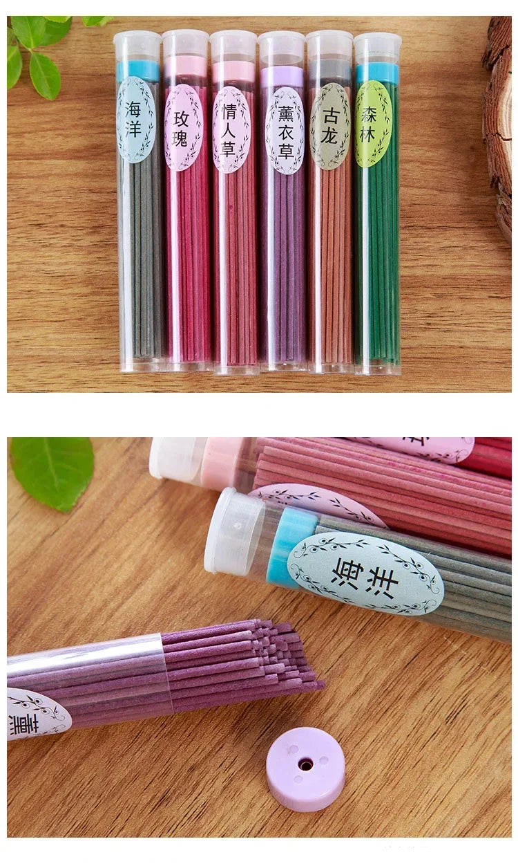 1-Bottle (50 Sticks) Sandalwood Incense Pack with Burner – Natural Aroma Air Freshener