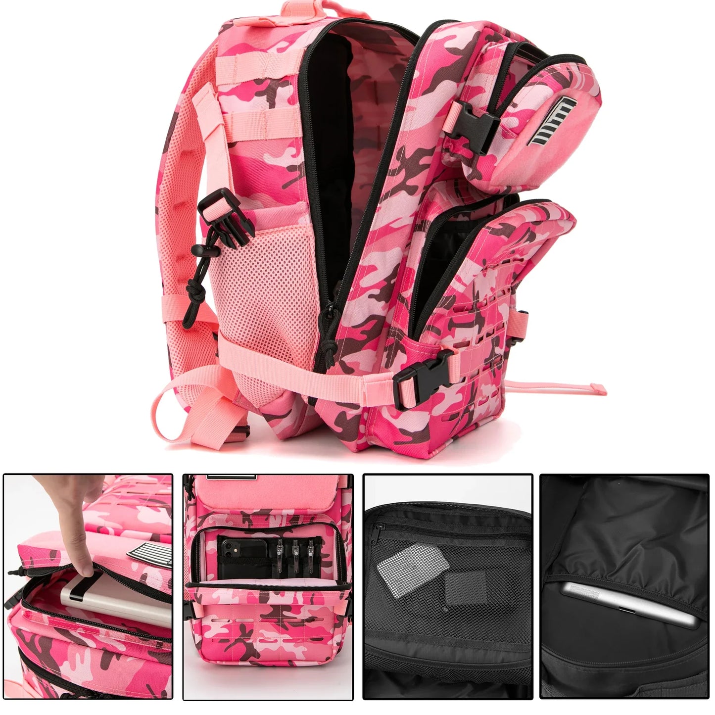 25L & 45L Tactical Backpack for Men & Women – Laser-Cut MOLLE Hiking Daypack, School & Gym Rucksack with Dual Bottle Holders