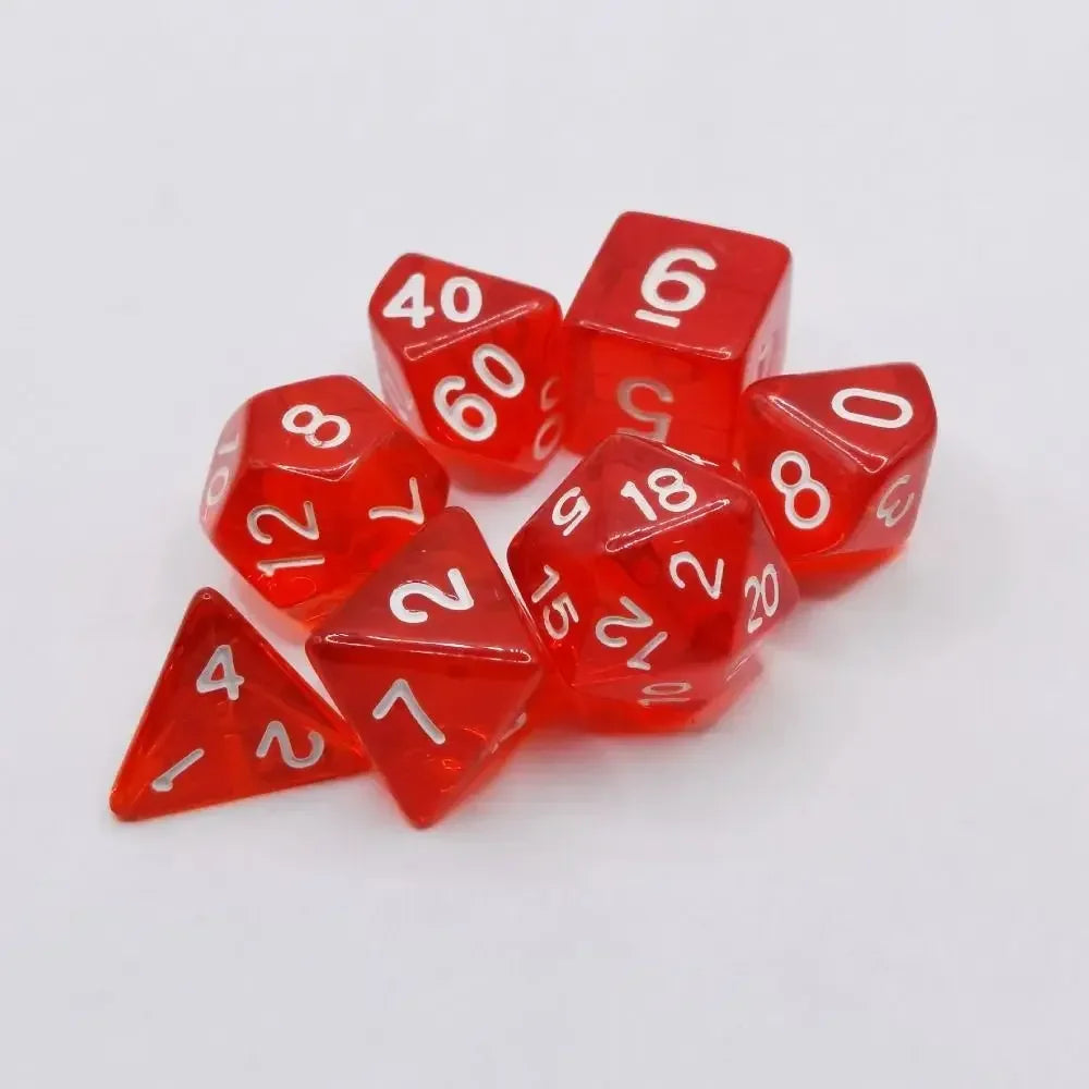 7-Piece Acrylic Polyhedral Dice Set for DnD & Tabletop RPG — d4 d6 d8 d10 d10 d12 d20