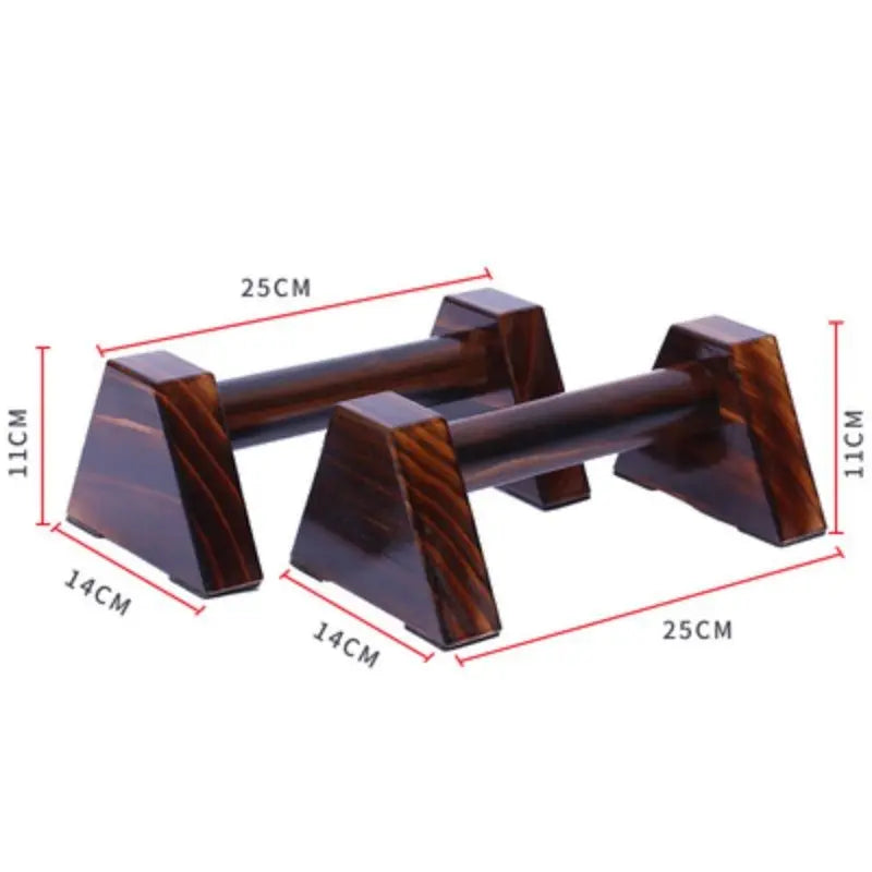 Wooden Push Up Stands Pair with Anti-Slip Base — 25 cm / 50 cm (9.8 in / 19.7 in) Home Strength Training