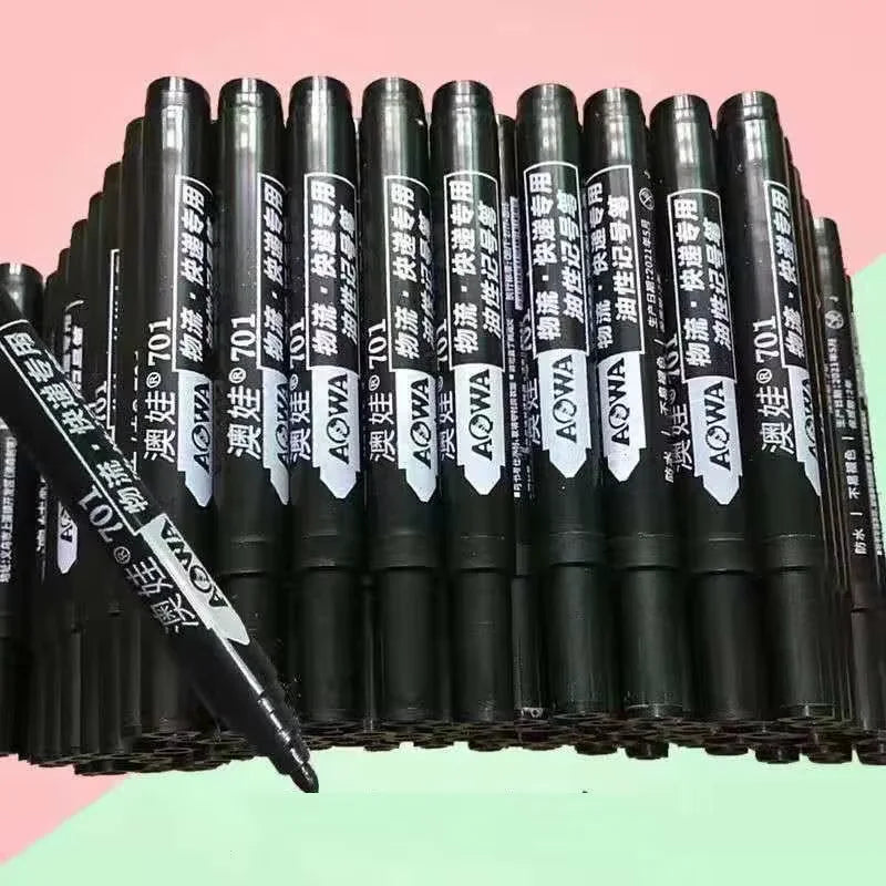 10-Pack Large Tip Black Non-Erasable Marker Pens — Permanent Markers for Labeling, Notation & Crafts