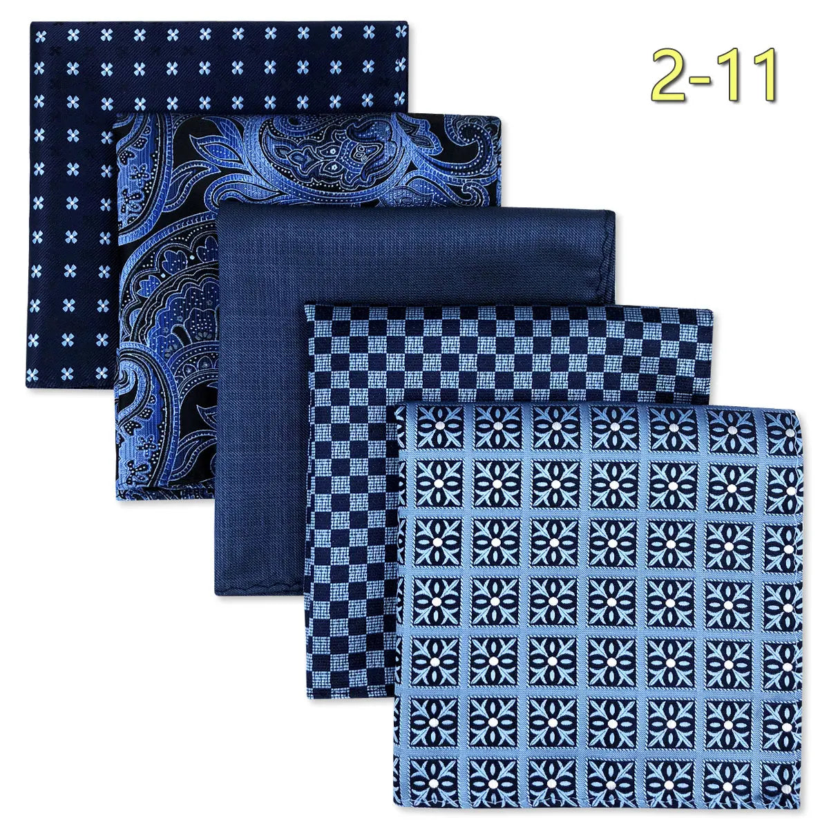 5-Pack Men's Microfiber Pocket Squares 12.6 in (32 cm) - Jacquard Woven Wedding & Formal Handkerchiefs, Assorted Patterns