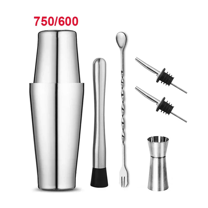 Stainless Steel Boston Cocktail Shaker Set – 550 ml (18.6 oz) & 750 ml (25.4 oz) Martini Mixer for Bartenders and Home Bar