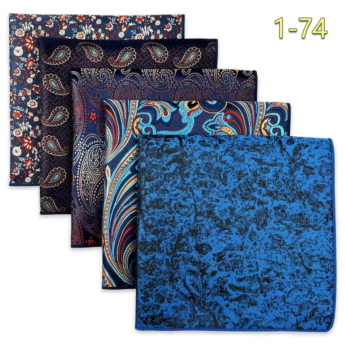 5-Pack Men's Microfiber Pocket Squares 12.6 in (32 cm) - Jacquard Woven Wedding & Formal Handkerchiefs, Assorted Patterns