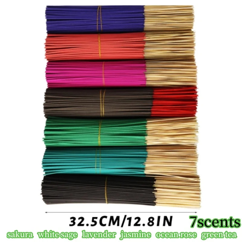 Aromatherapy Incense Sticks 30–240 Pc, 7 Natural Scents (Lavender, Jasmine, Ocean, Rose, Sakura) with Incense Holder for Yoga & Meditation