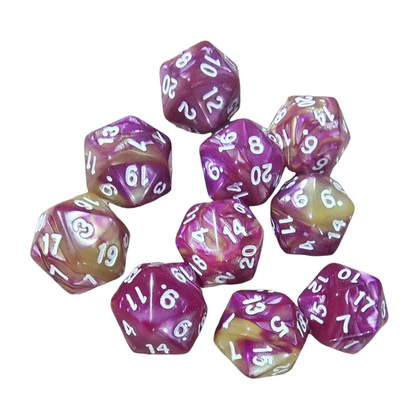 10-Pack Double-Color D20 Polyhedral Dice Set 20-Sided RPG Tabletop Gaming Dice 16 mm (0.63 in)