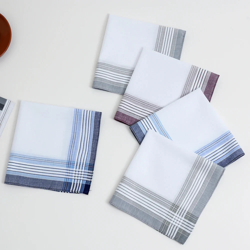 12-Pack Men's Pure Cotton Pocket Handkerchiefs, 17 in (43 cm) Square, Soft Sweat-Wiping Groom Gift