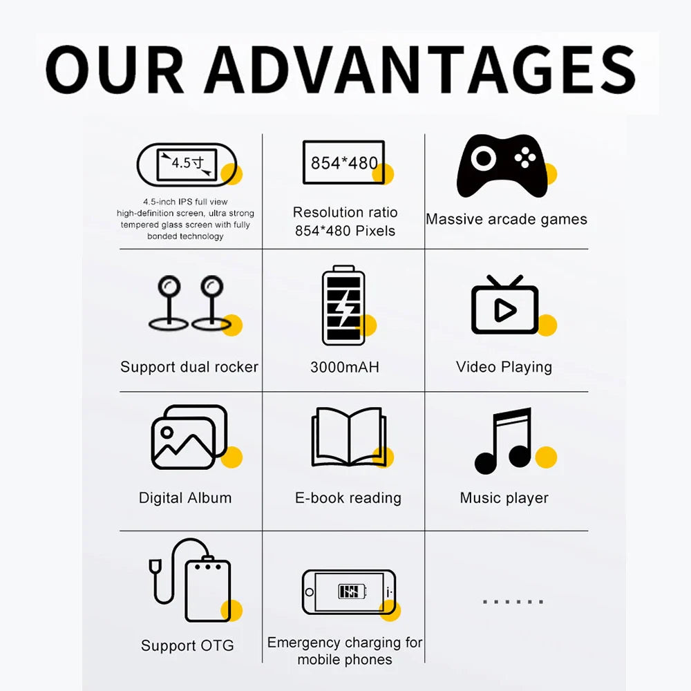 Handheld Retro Game Console 4.3-Inch (10.9 cm) IPS Screen – Built-in 20,000+ Games, MP4 Player, E-Book & Music, 3000mAh, USB-C