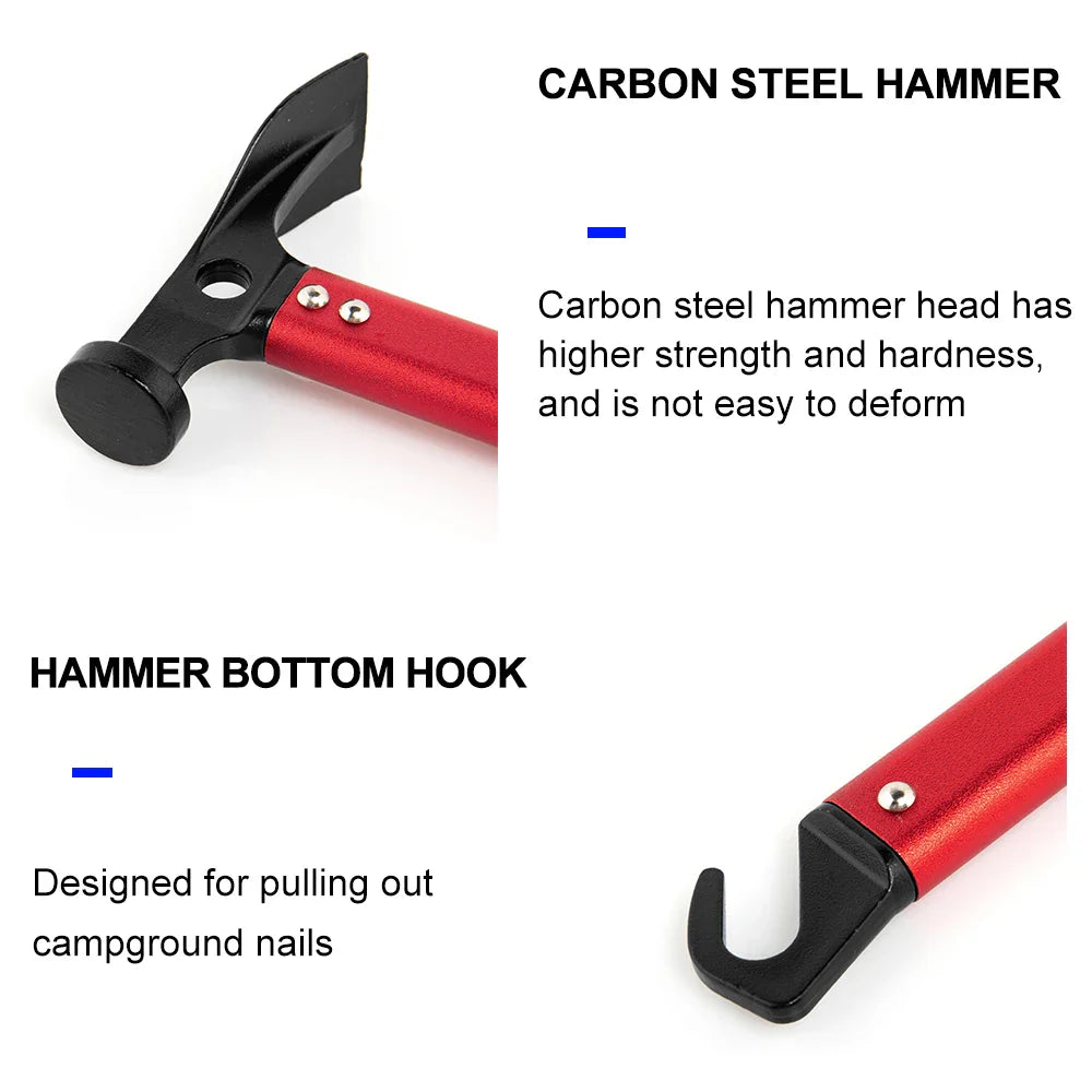 Camping Hammer Stainless Steel & Copper Tent Peg Mallet with Stake Puller for Hiking & Mountaineering