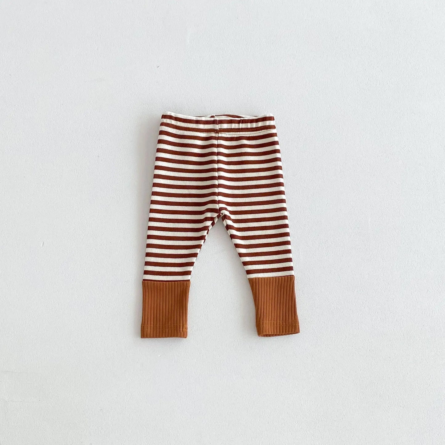 Cotton Patchwork Baby Leggings – Candy Color Striped Pants for Infants 12–36 Months, Unisex Elastic Waist