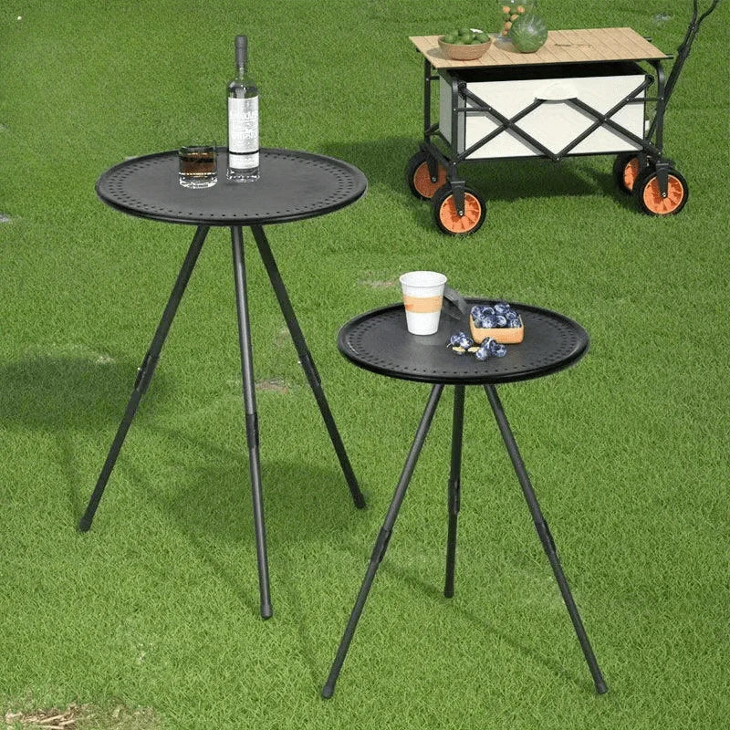 Portable Folding Camping Table – Adjustable Small Round Aluminum Alloy Lightweight Outdoor Picnic & Coffee Table