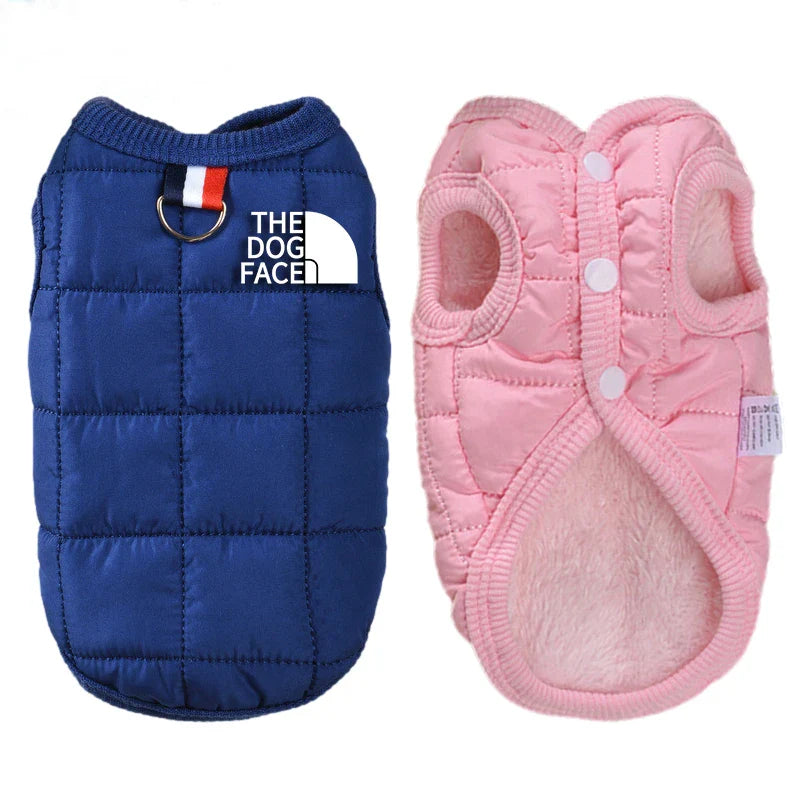 Winter Warm Dog Coat - Trendy Pet Jacket with 3D Face Logo for Chihuahua & French Bulldog