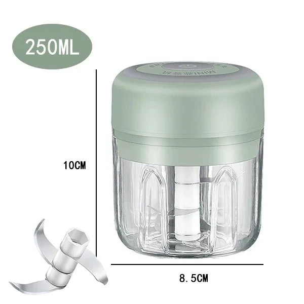 Electric Garlic Chopper & Meat Mincer 100ml/250ml Garlic Press Crusher for Vegetables and Onions