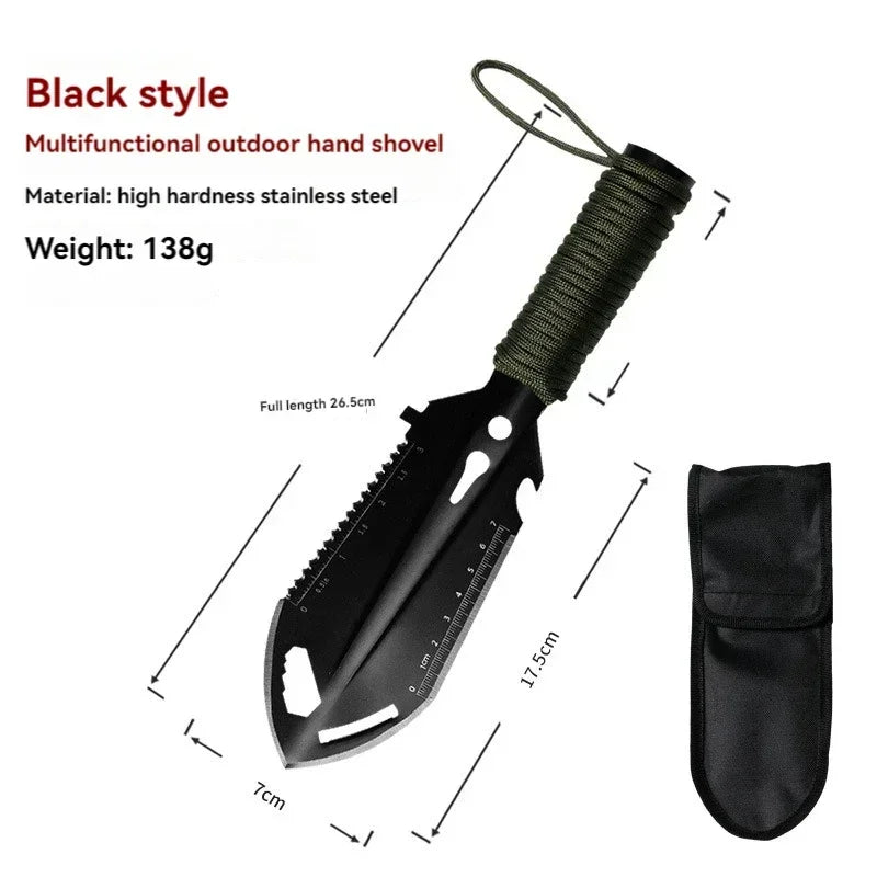 6-in-1 Folding Survival Shovel — Portable Camping, Hiking & Garden Tool with Saw, Knife, Ruler and Hex Wrench