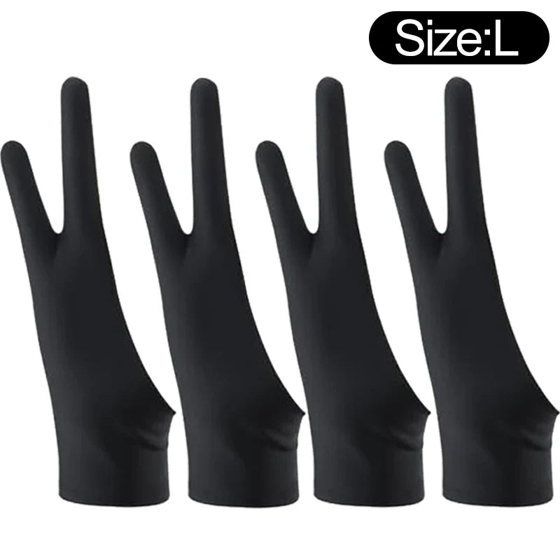 Two-Finger Artist Drawing Glove for Tablet & iPad – Touchscreen Anti-Fouling Ambidextrous Glove, Black