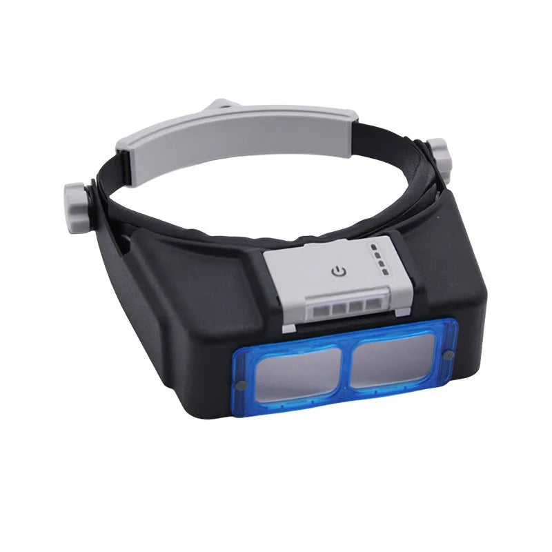 USB Rechargeable Headband Magnifier with 4 Interchangeable Lenses (1.5x, 2x, 2.5x, 3.5x) LED Lighted Loupe for Watch Repair Jewelry Soldering
