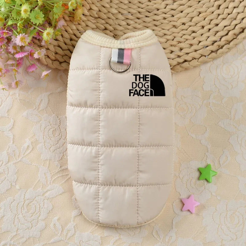 Winter Warm Dog Coat - Trendy Pet Jacket with 3D Face Logo for Chihuahua & French Bulldog