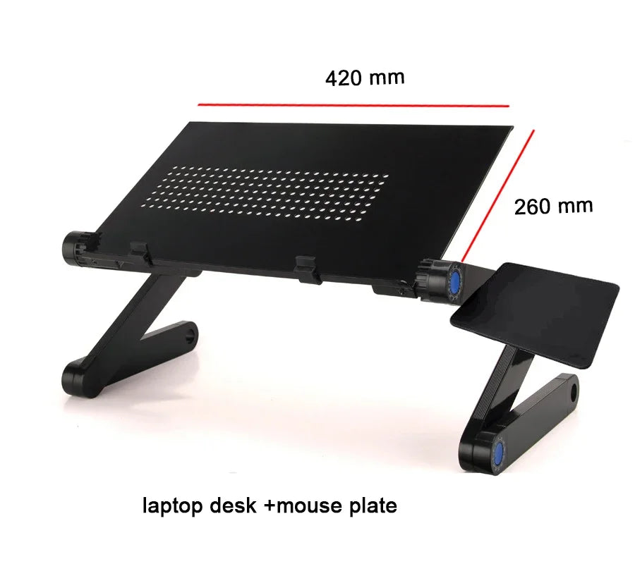 Adjustable Aluminum Laptop Lapdesk with Cooling Fan and Mouse Pad for 11–15.6-Inch Laptops