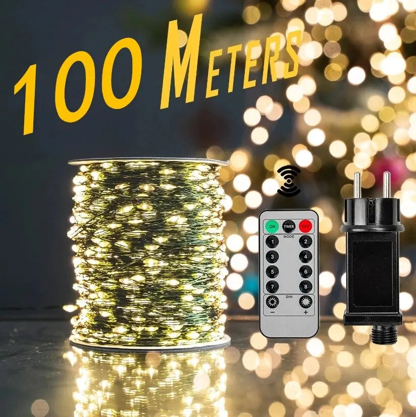 500/1000 LED Fairy String Lights - 50m/100m Waterproof LED String with Remote, Warm White/Multicolor for Christmas, Wedding & Outdoor