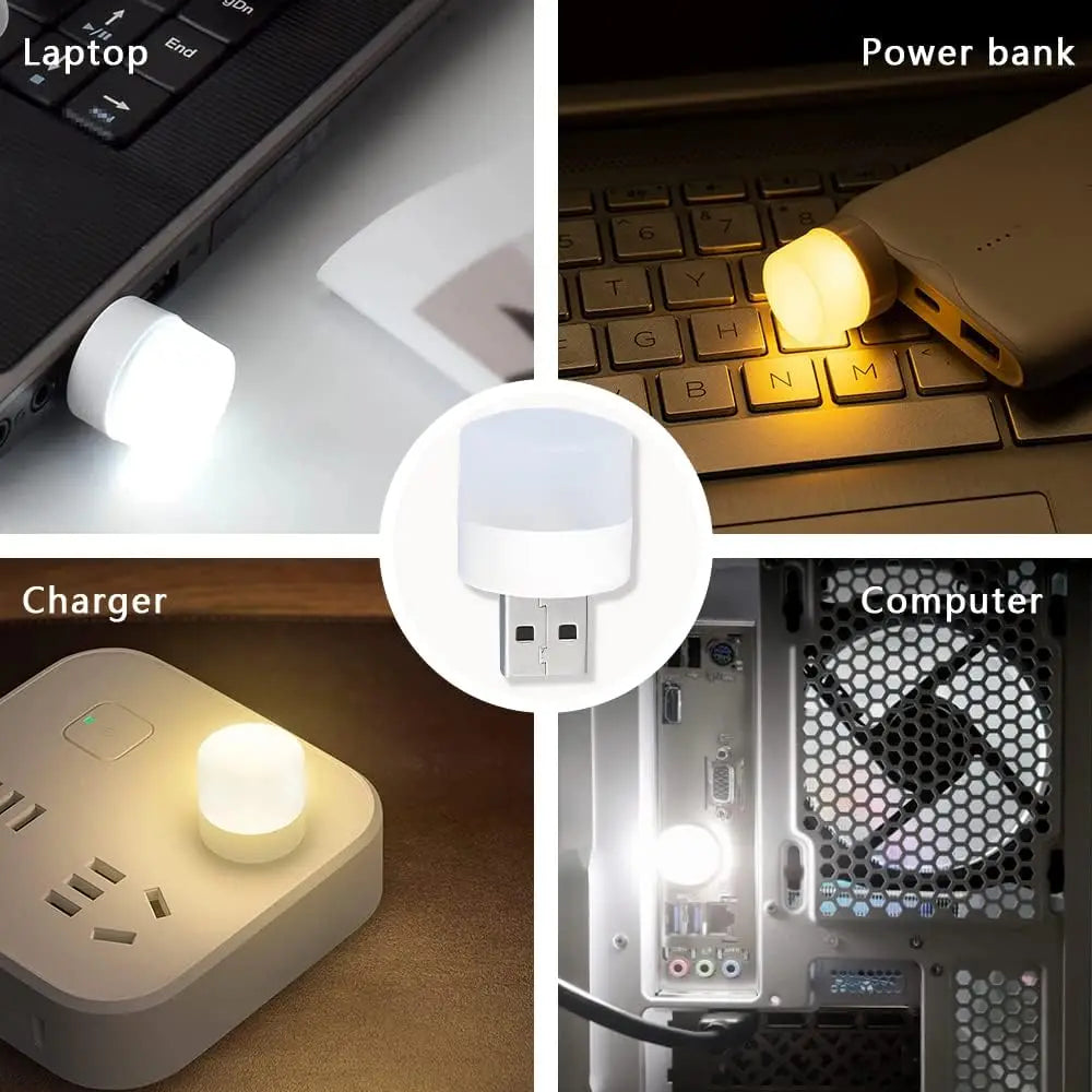 Mini USB Plug-In Night Light LED Warm/White Eye-Friendly Reading Light (1/3/5/10 Pack)