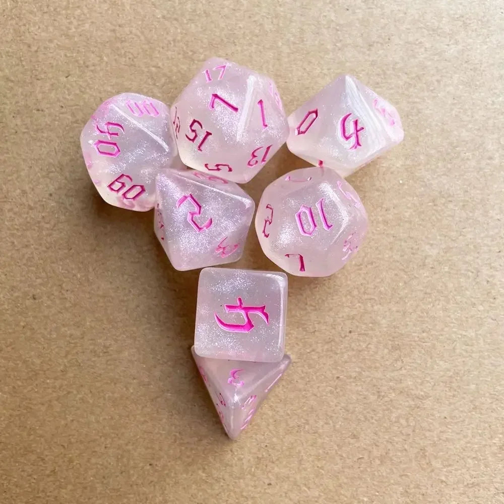 7-Piece Acrylic Polyhedral Dice Set for DnD & Tabletop RPG — d4 d6 d8 d10 d10 d12 d20