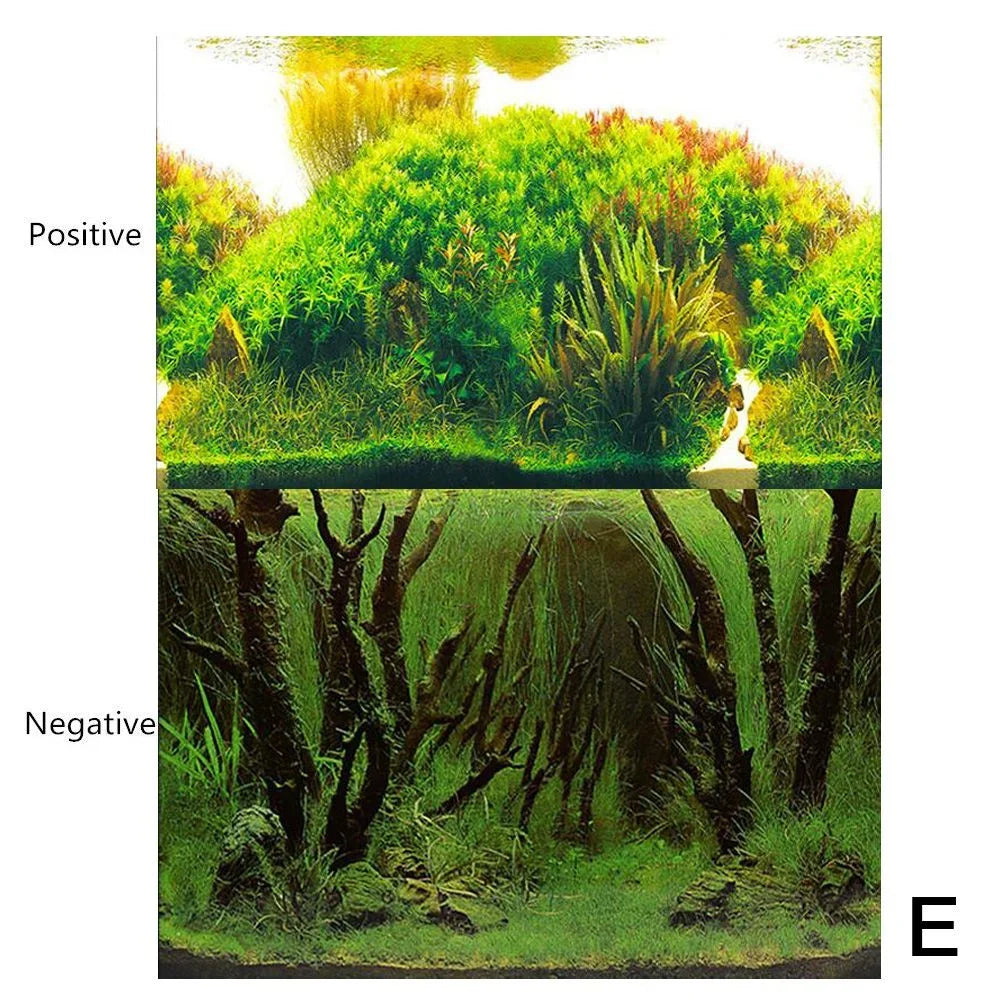 3D Double-Sided Waterproof Aquarium Background Sticker - Fish Tank Ocean Plant Aquascape Poster