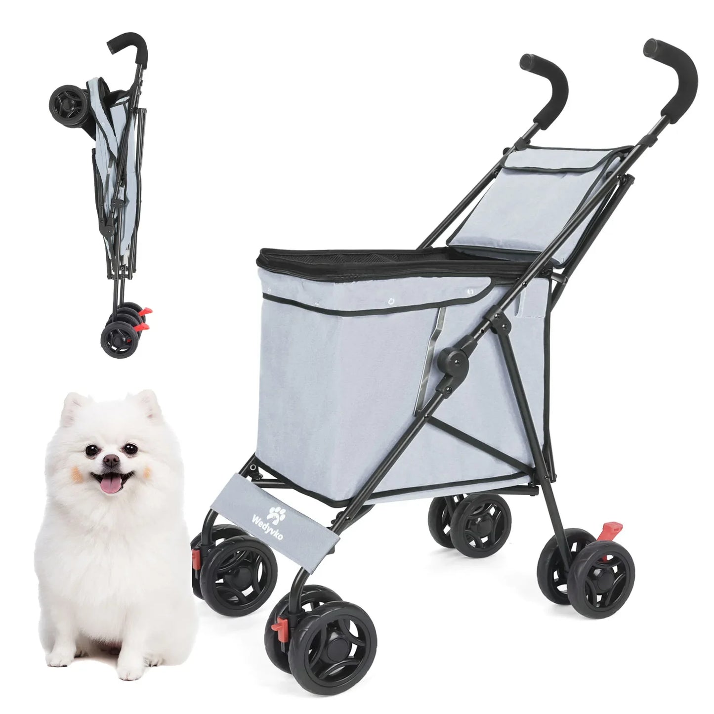 Folding Multi-Use Shopping Cart & Pet Stroller – Lightweight Portable Foldable Trolley for Market and Picnic